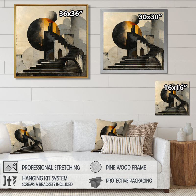 «Hidden Stairway To Nevermore - Abstract Landscape», art mural, Toile tendue, H 16 po x l 16 po x P 1 po