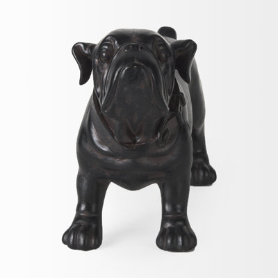 Sculpture bouledogue en résine noire