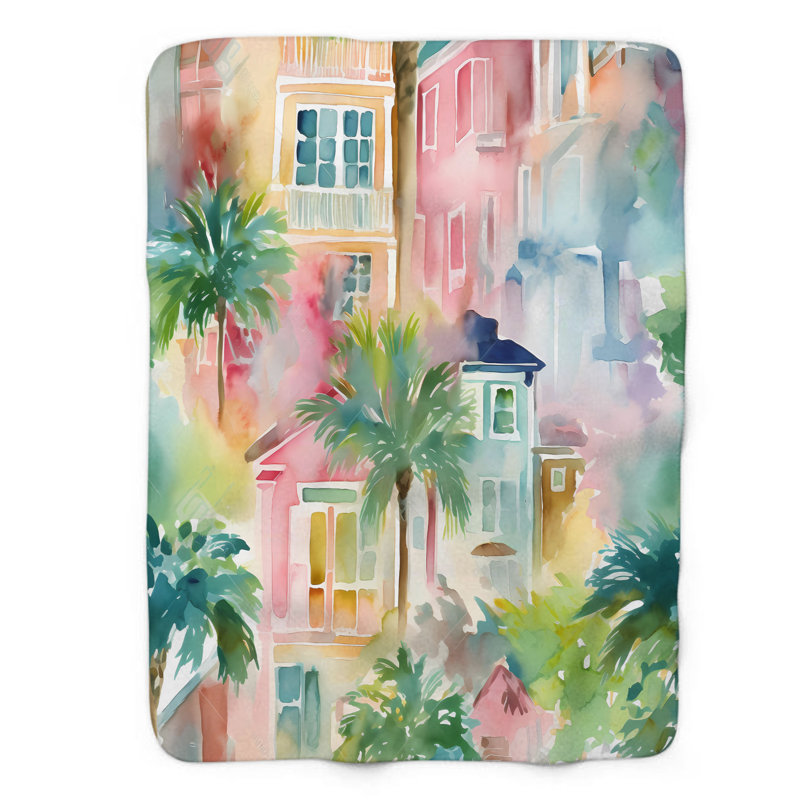 Gentle Urban Watercolors - jeté en sherpa de qualité supérieure 1 pièce, L 50 po x L 60 po