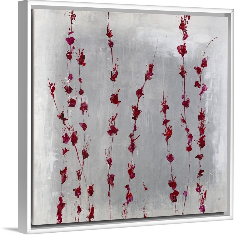 « grenades fleur », peinture sur toile, H 13,7 po x l 13,7 po x p 1,75 po, Cadre flottant blanc