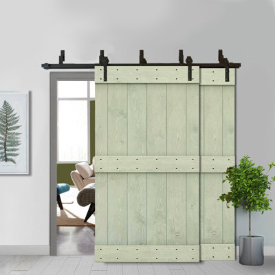 Panelled Wood and Metal Painted Barn Door Installation Hardware Kit