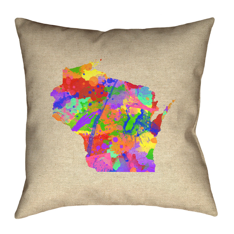 Housse de coussin Katelyn Smith Wisconsin, 26 po x 26 po, Bleu / vert, Polyester sergé