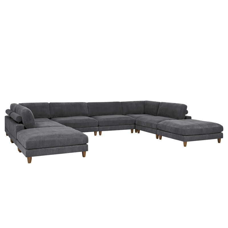 Canapé modulaire à large assise en velours côtelé, Dark Grey