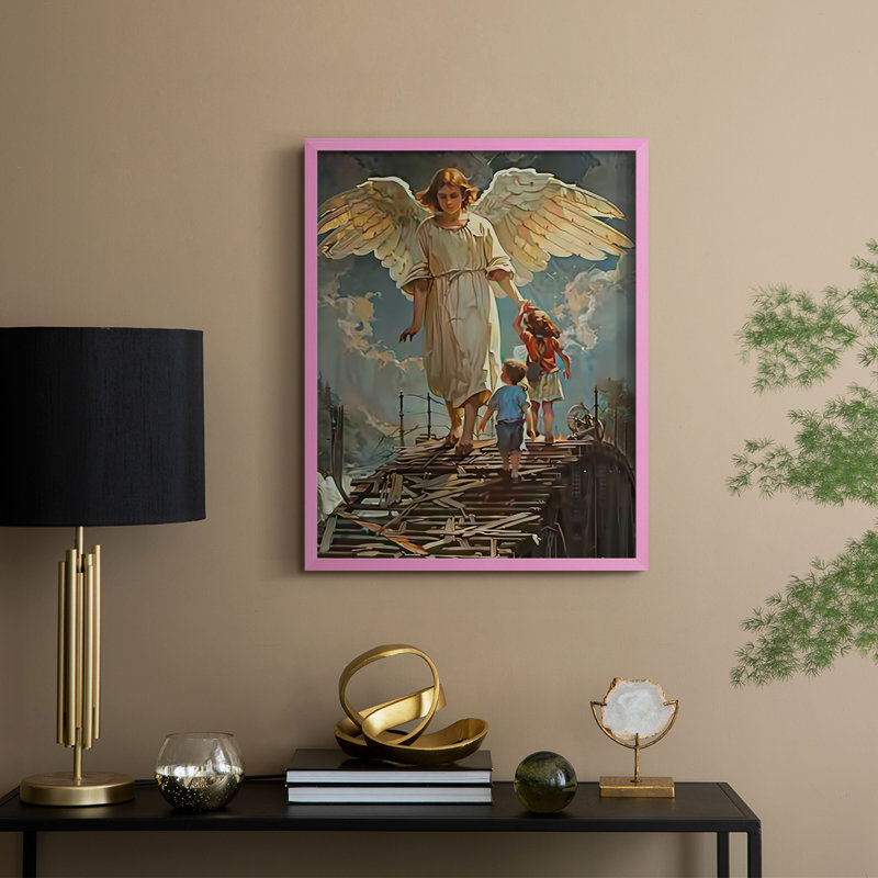 Religious Series CDLV III, reproduction d'art encadrée - bois massif, Rose, H 11 po x l 9 po