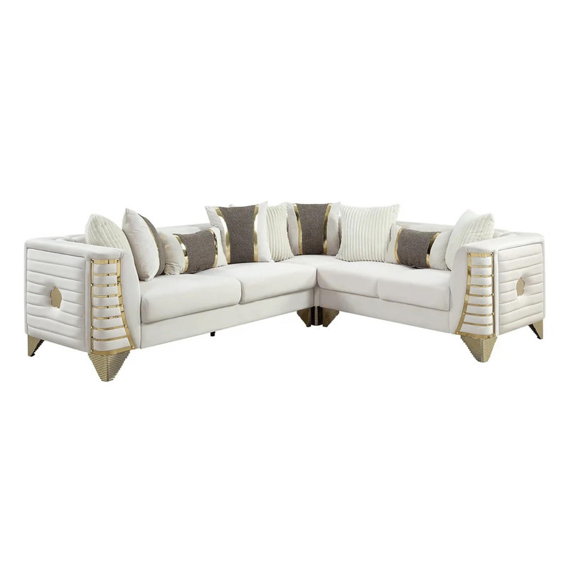 Canapé modulaire 3 pièces Racila - blanc, Tissu blanc