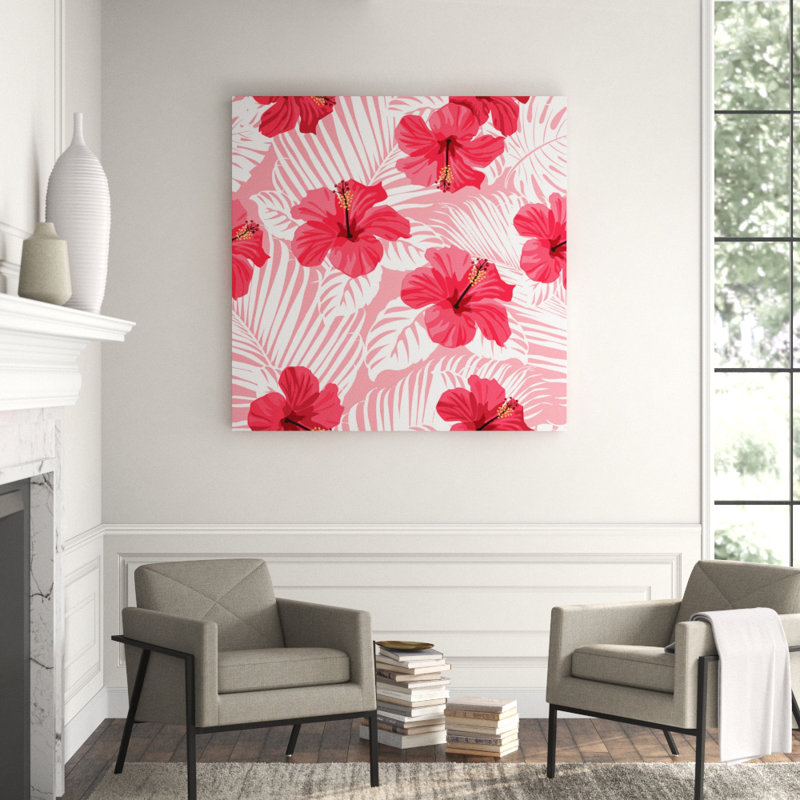 Pink Tropics Print, Square 56" H x 56" W x 2.5" D