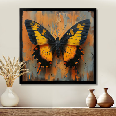 Reproduction d'art mural papillon noir et jaune rétro II