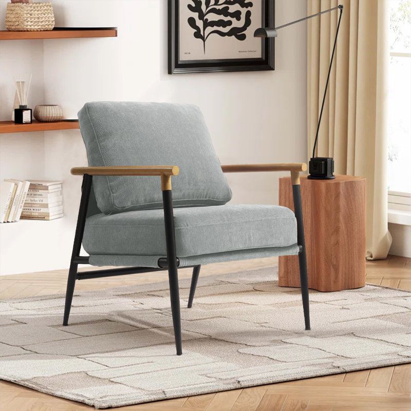 Fauteuil d'appoint Dajauna, Chenille gris pâle