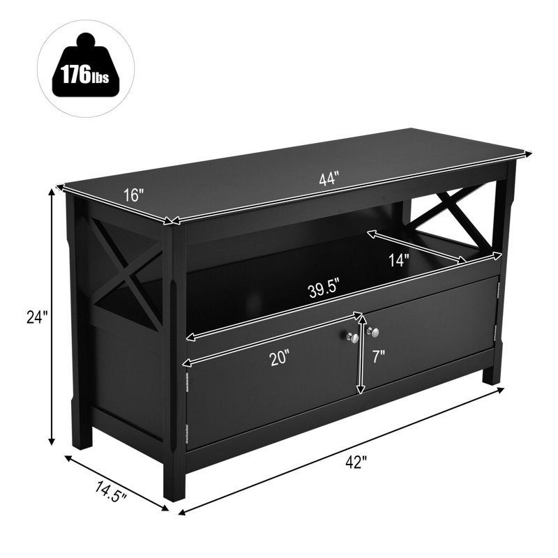 Boylston Unfinished TV Stand for TVs up to 43", Black
