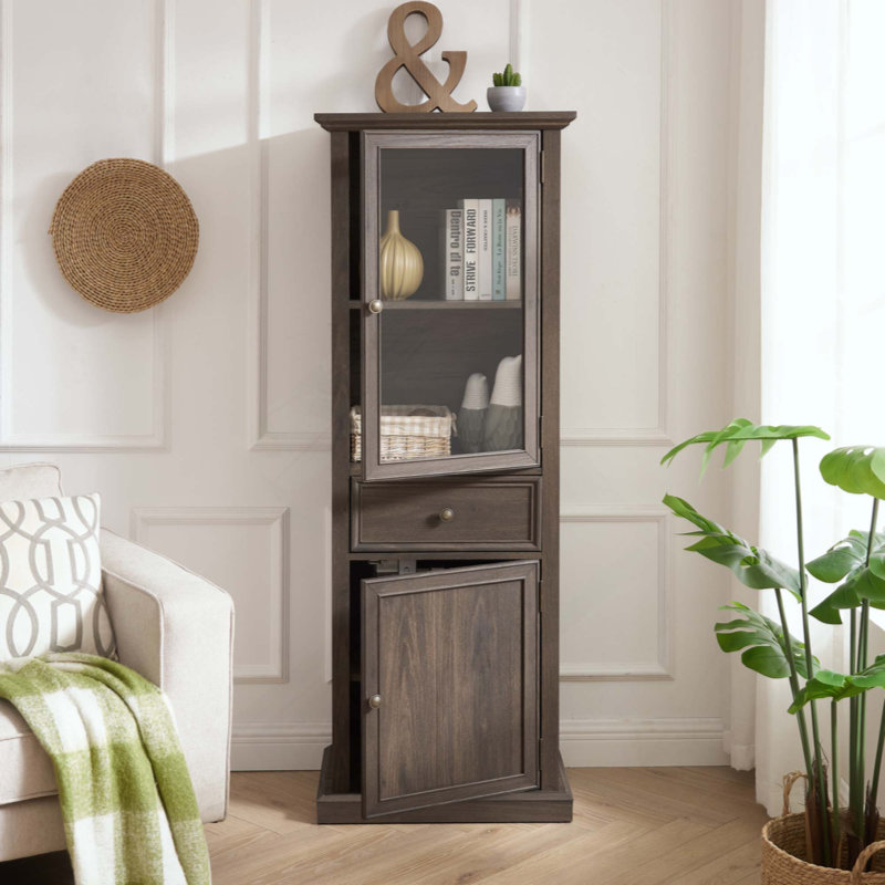 Grande armoire de rangement moderne avec portes et tablettes en verre - Buffet autoportant polyvalent avec tiroir pour le salon, la cuisine, la salle à manger et le bureau