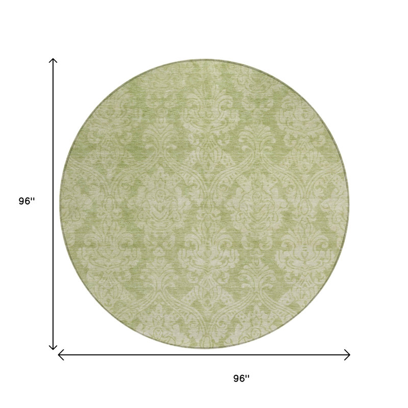 Tapis intérieur / extérieur rond lavable et articulé 8 pi vert et beige