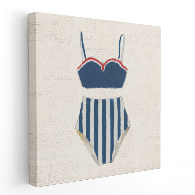 Rétro maillots de bain III, impression sur toile, H 12 po x l 12 po