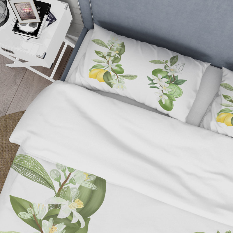 Bouquets de branches de citronnier en fleurs - Ensemble de housse de couette traditionnel - Microfibre de polyester
