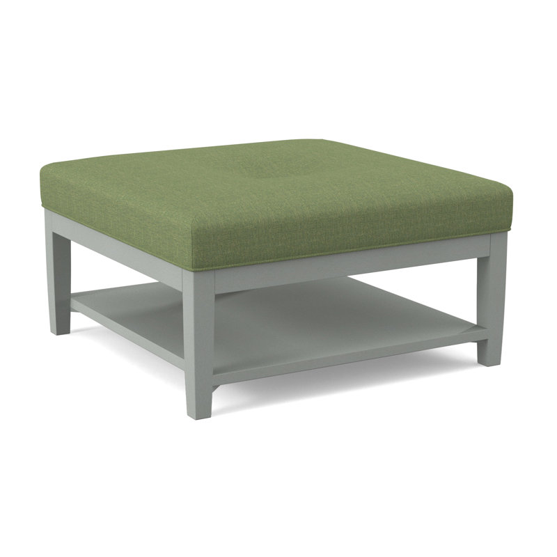 Hammond Square Ottoman, White Sugar Performance; 0863-91, Nickel Finish
