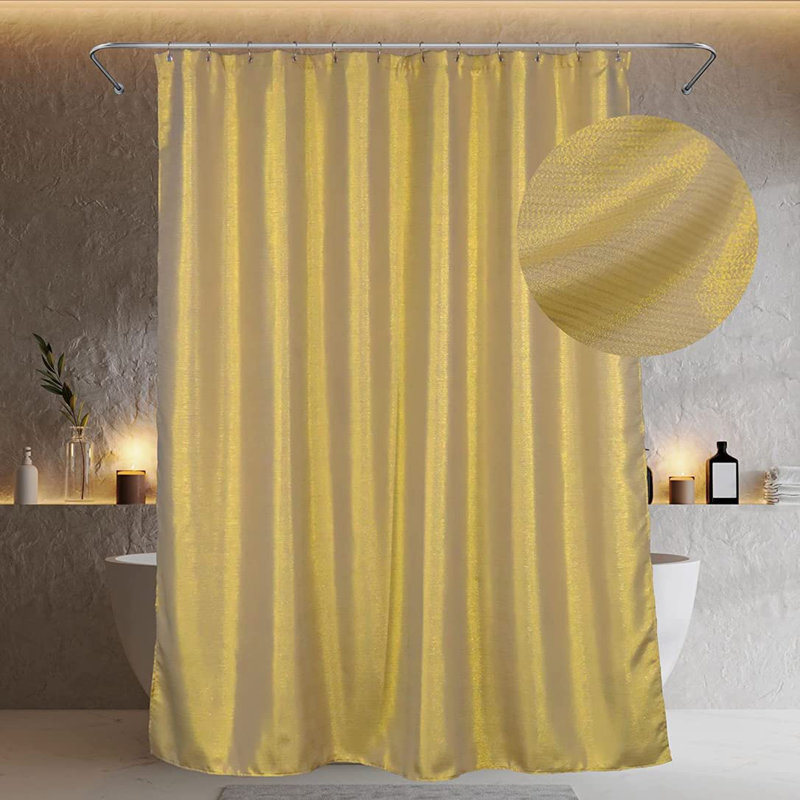 Rytis Polyester Shower Curtain, Dark Teal Blue
