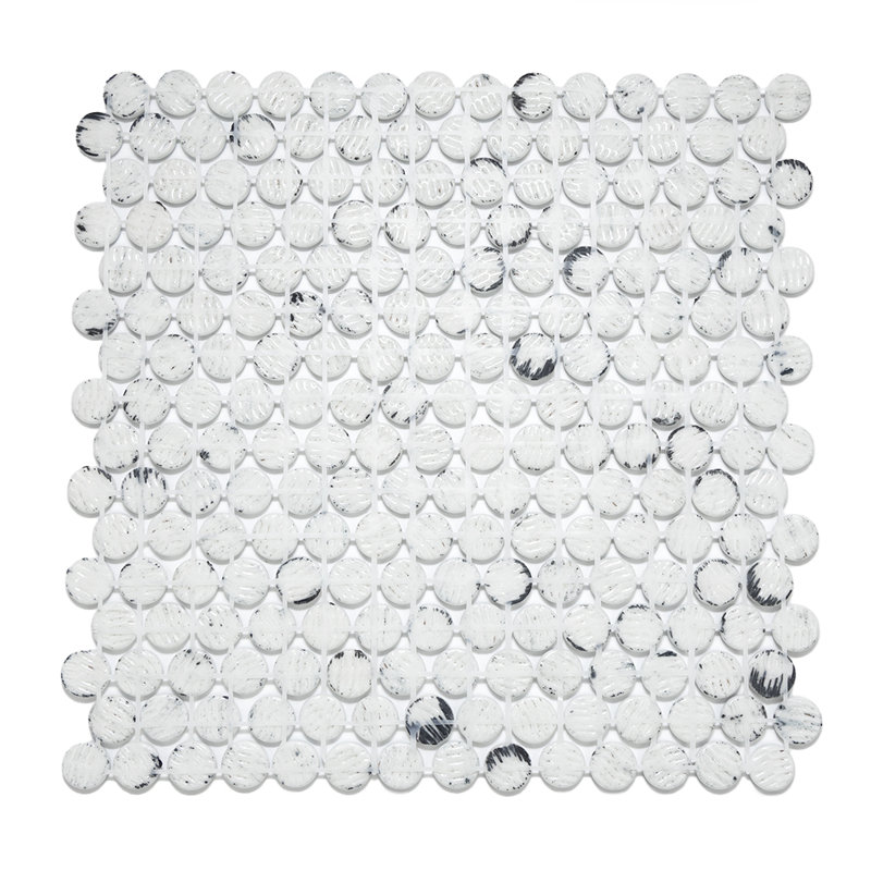 Eterna Penny 12"x12" Recycled Glass Mosaic Tile, Poseidon
