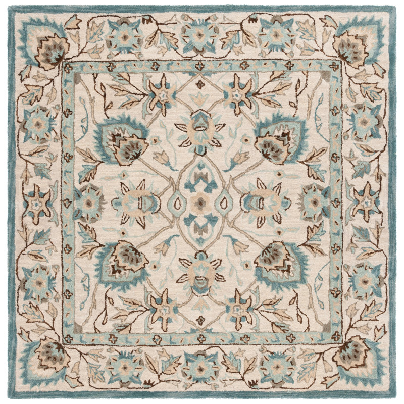 Tapis oriental en laine touffeté à la main Morriss, Carré 6 pi