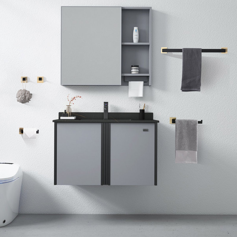 5 - Piece Bathroom Hardware Set, Gold+Matte Black