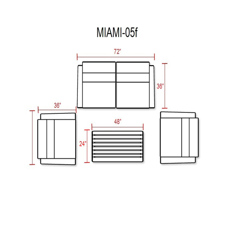 Ensemble de conversation modulaire avec coussins 5 pièces Dehon