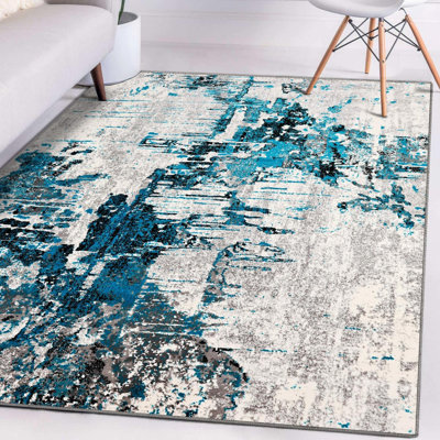 Tapis turquoise / crème Thorold