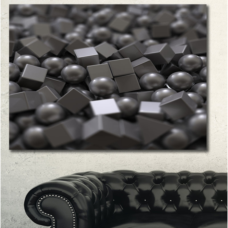 Boules et cubes, impression 3D sur toile tendue, H 20 po x l 20 po x P 1 po