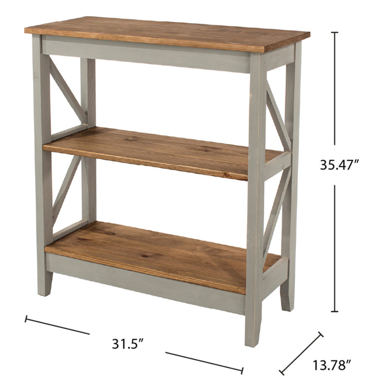 Loughlam 31.50'' W Solid Wood Shelving Unit, Gray