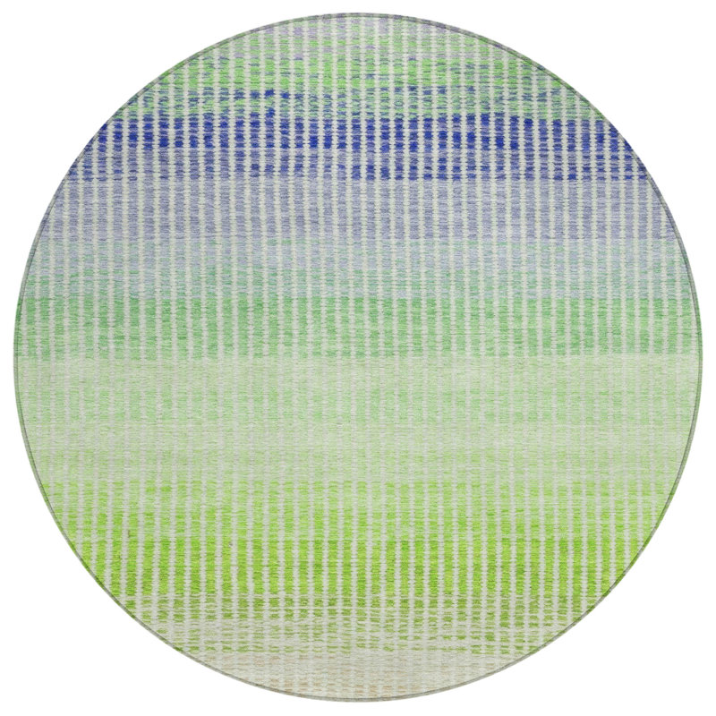 Machine Washable Indoor/Outdoor Jouett ACN2313 Stripes Rug, Round 8'