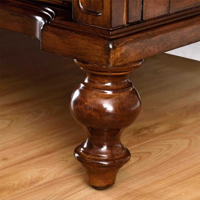 Deep-cherry Solid + Manufactured Wood+Glass Sideboard, 35.35" H x 47.24" W x 14.96" D, Cherry