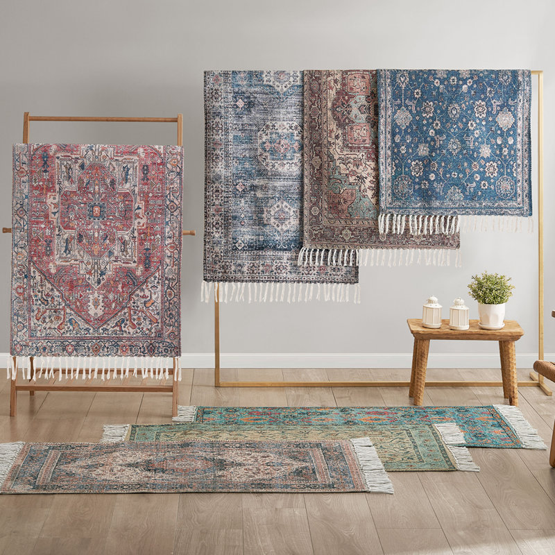 Jessica Simpson Machine Washable, Slip Resistant Accent and Runner Rugs with Fringe (Set of 2)