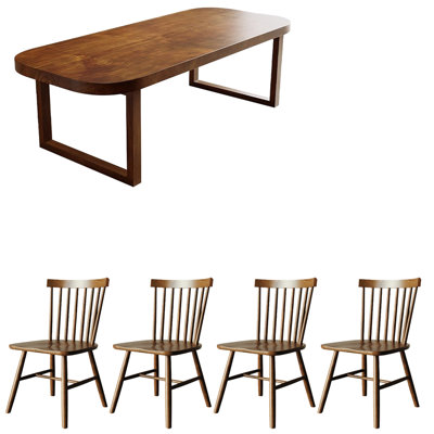 Solid wood round corner dining table rectangular