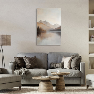 Muted Lake Neutral Landscape Canvas, design by Petal Prints Design