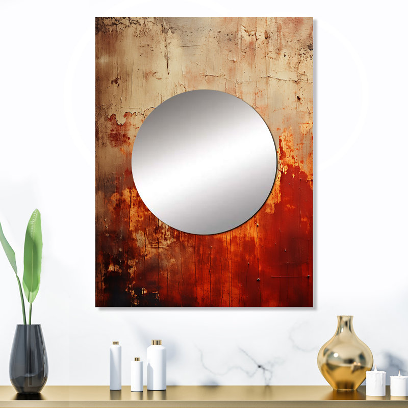 «Orange Chaos Collage III - Abstract Collages Mirror», 32 po x 24 po