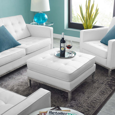 Loft Tufted Vegan Leather Ottoman