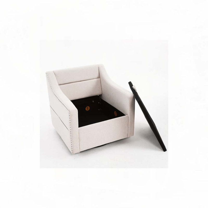 Fauteuil d'appoint pivotant en tissu Elacqua, Lin beige