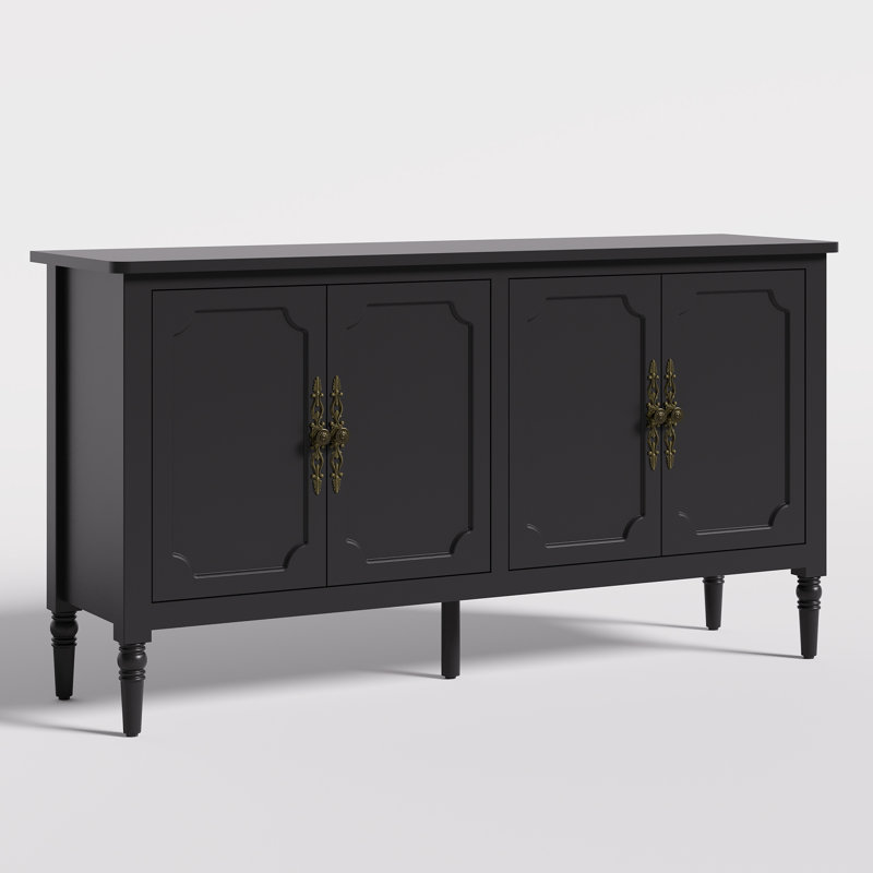 149.6cm Wide Solid Wood Sideboard, Black