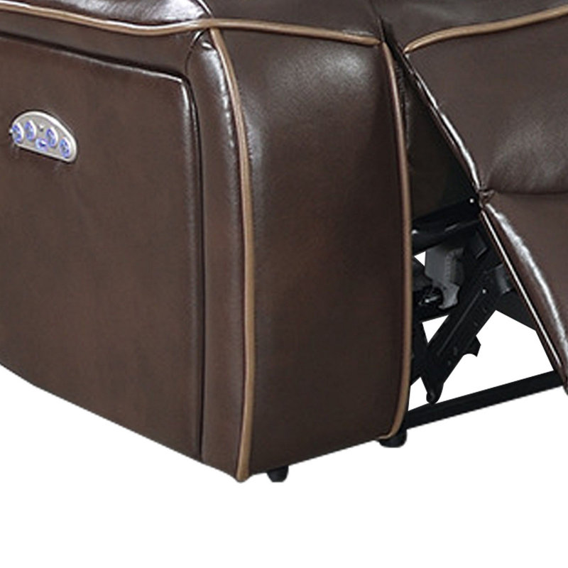 Saidel 37.75" Wide Power Standard Recliner, Brown Faux Leather