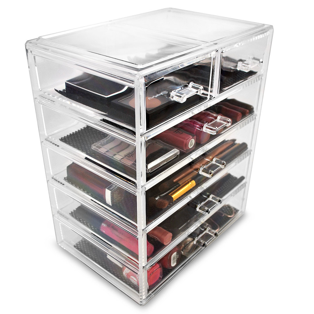 Sorbus 6 Drawers Acrylic Makeup and Jewelry Cosmetics Organizer in Clear Rebrilliant