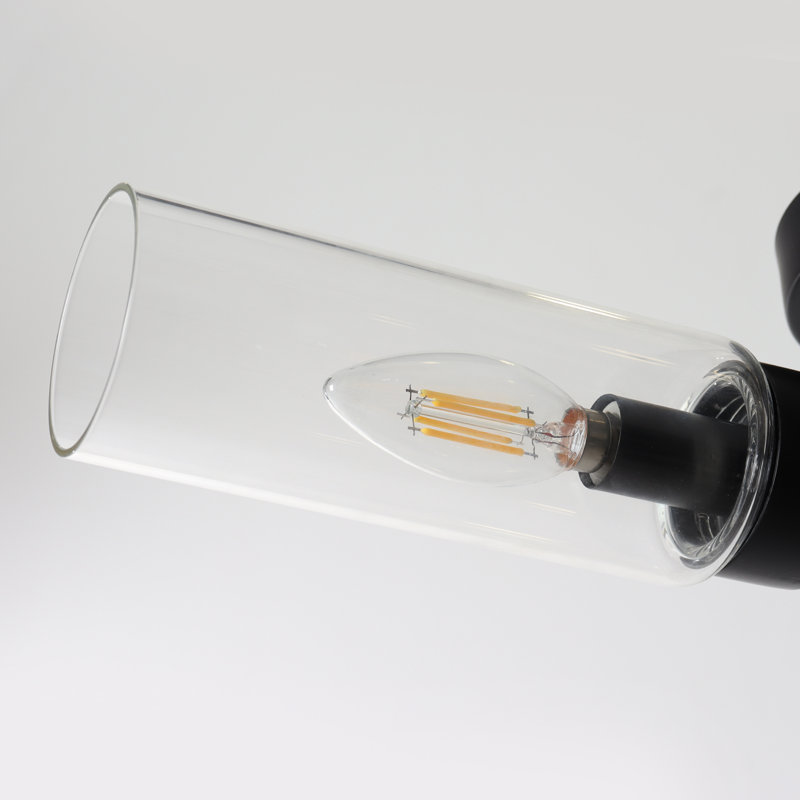 Plafonnier géométrique moderne à 3 lumières, intensité variable, verre transparent, noir mat, pour cuisine