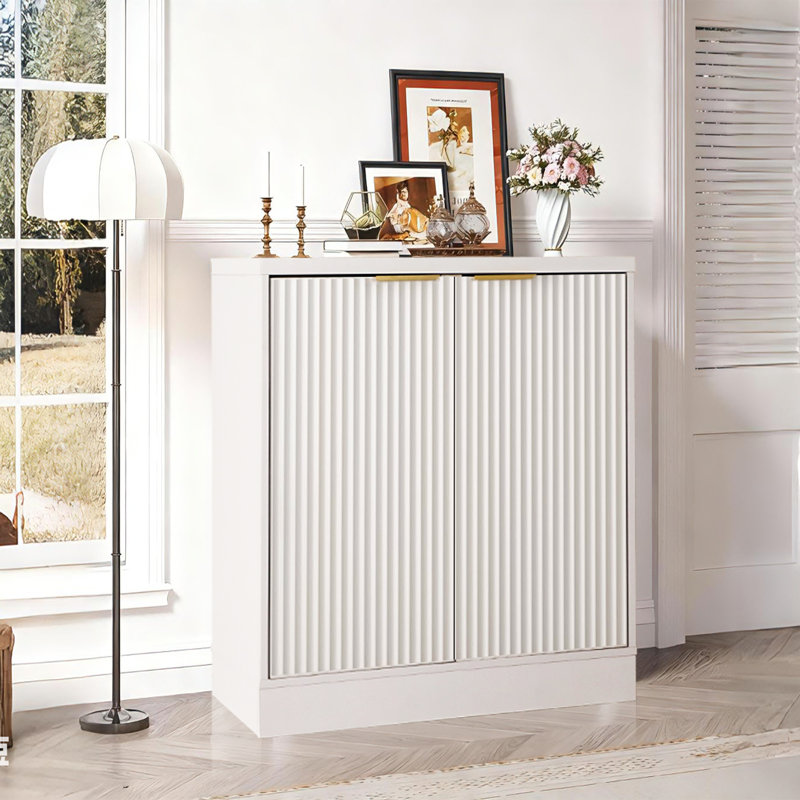 Buffet en bois 28,3 po avec 2 portes, Blanc