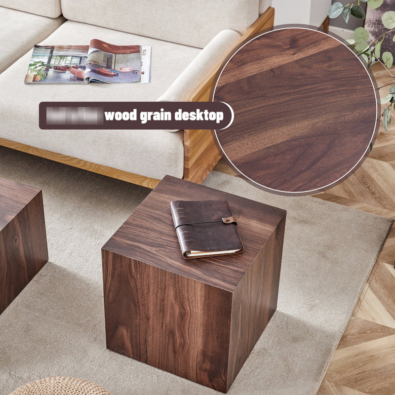 Table basse 16 po x 16 po x 16 po avec grain de bois de noyer - Transformez votre décor 16 po x 16 po x 16 po, Noyer, Bois