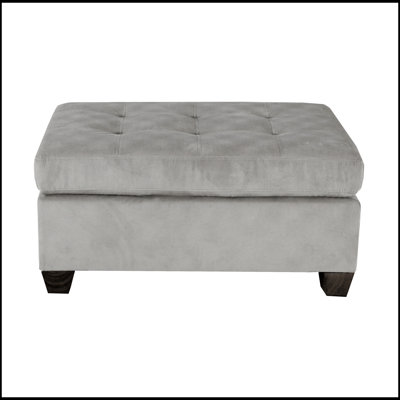 1pc Tufted Detail Taupe Microfiber Upholstered Ottoman for Modern Living Room Furniture