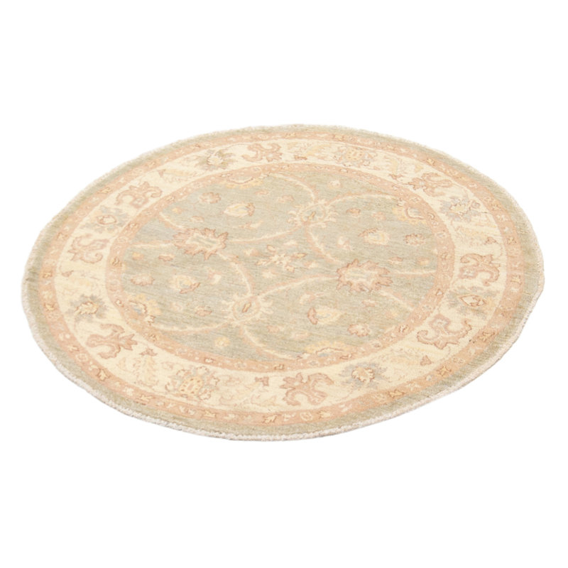 Tapis beige en laine noué à la main de conception unique 4 pi 2 po nouvel âge Koerich