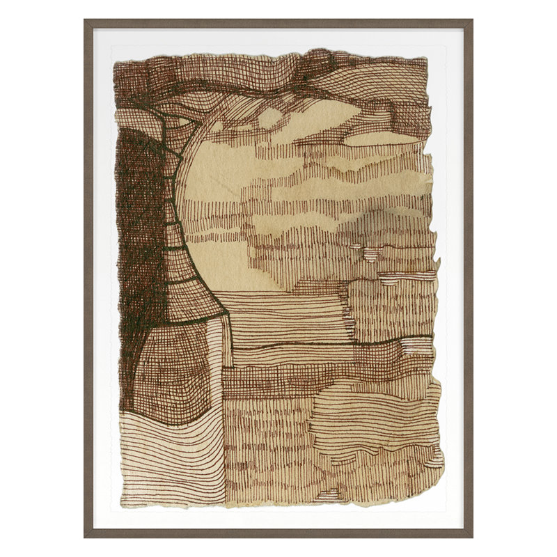 Coffee Drawing 5 Print by Renee Staeck, 29" H x 22" W x 1.5" D, Walnut