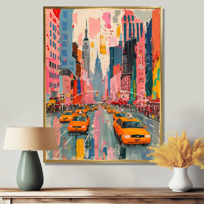 Rose, gratte-ciel de New York City III - impression d'art mural New York City, Cadre flottant doré, H 30 po x l 40 po