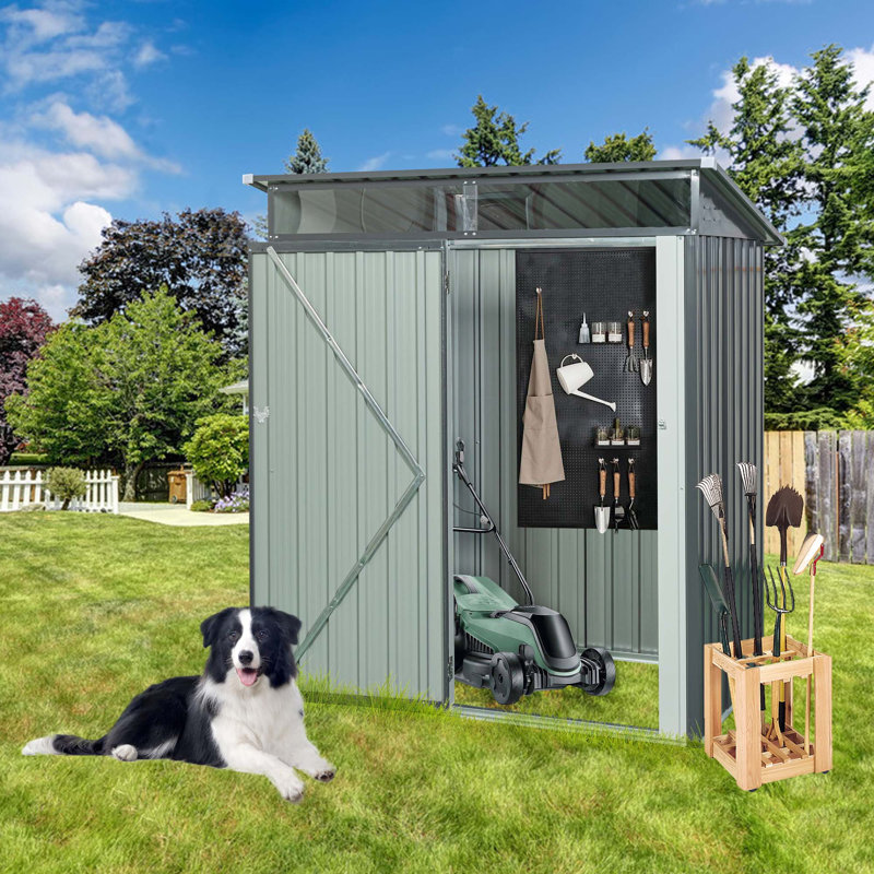 5Ft X 3Ft Outdoor Metal Storage Shed Transparent Plate, Gray