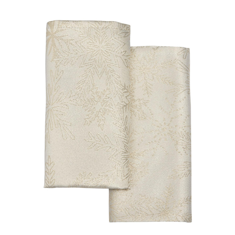 Yvaine Polyester Snowflake Square Napkin, Cream