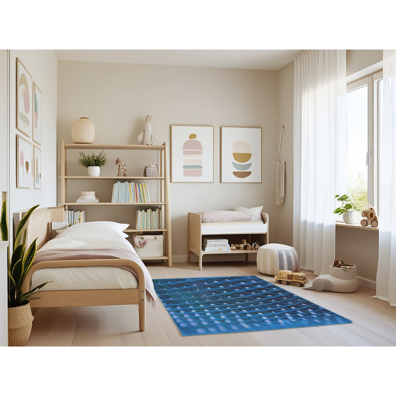 Tapis de zone bleue à motifs, Rectangle 3 pi x 5 pi