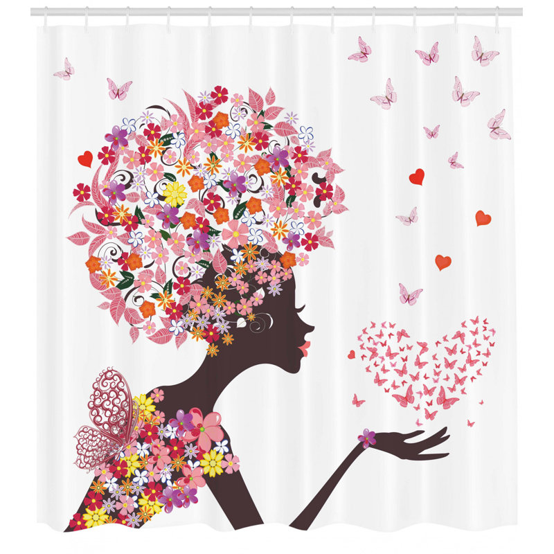 Floral Shower Curtain with Hooks Included, 70" H x 69" W