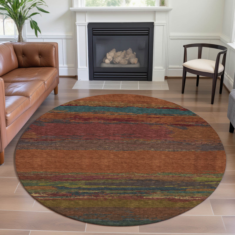 Premium Machine Washable Alijah AMF1280 Modern Rug, Round 8'