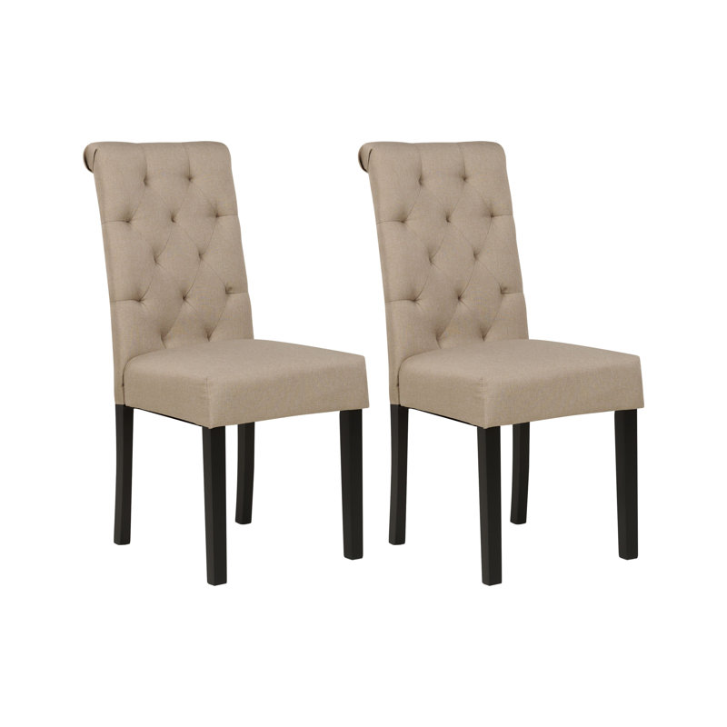 Algoma 51cm H Tufted Polyester Upholstered Upholstered Back Side Chair in Beige